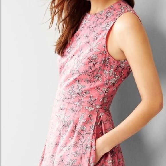GAP Fit and Flare Pink Floral Print Dress, 0 - Picture 1 of 13